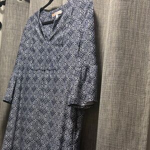 Navy and White June Connaly Patterned Dress